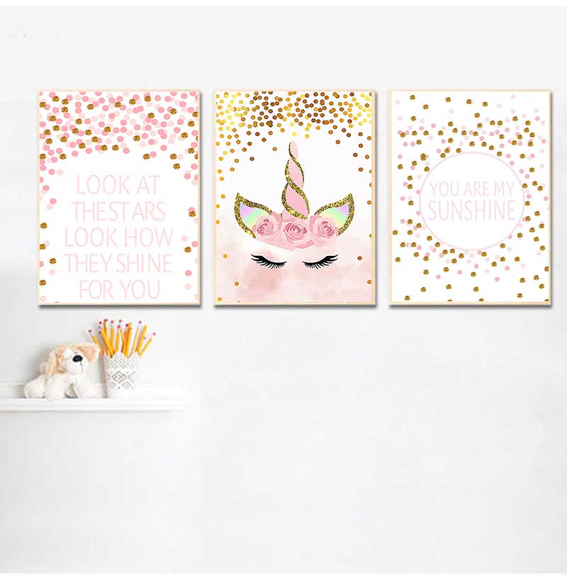 장식 그림 아기 소녀 침실 장식 핑크 유니콘 보육원 인 - Baby Girl Nursery Quotes 리뷰 및 가격